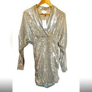 Line & Dot hologram dolman sleeve dress NWT